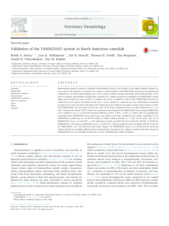(PDF) Validation of the FAMACHA© system in South American camelids