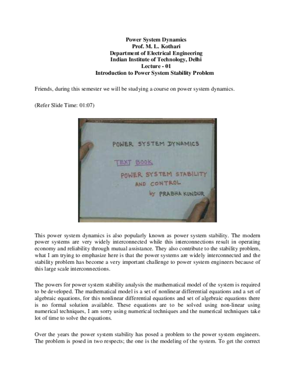 (PDF) Power System Dynamics