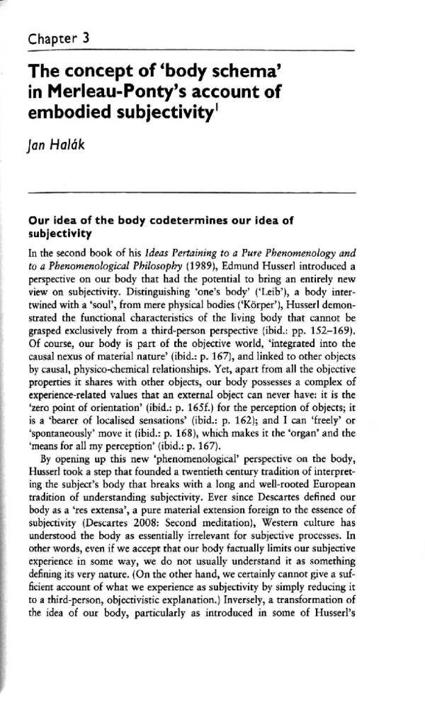 (PDF) The Concept of ‘Body Schema’ in Merleau-Ponty’s Account of ...