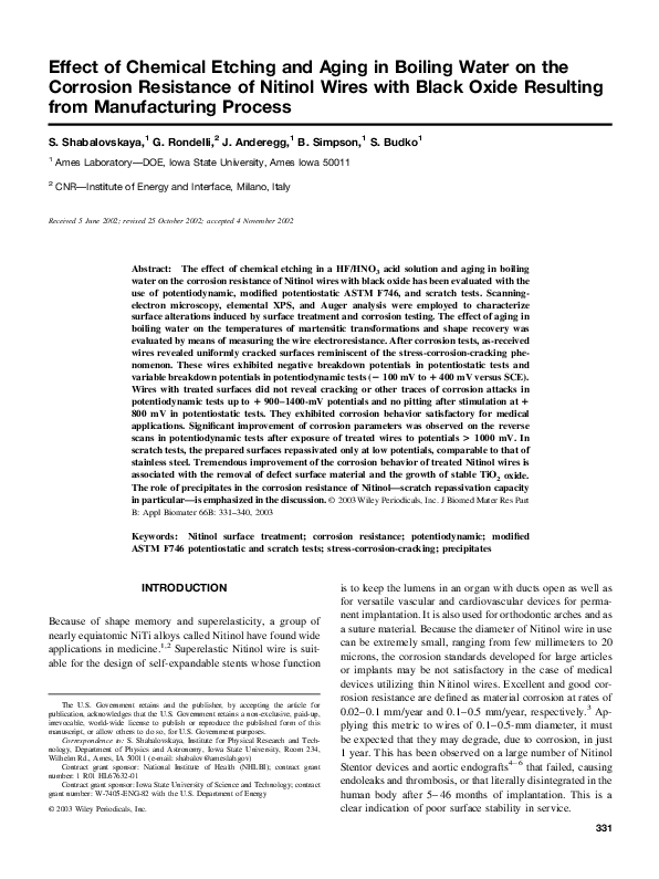 (PDF) Effect of Chemical Etching and Aging in Boiling Water on the