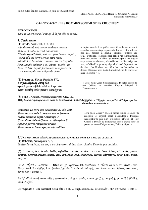 (PDF) Société des Etudes Latines - Sorbonne - 2016 Exemplier « Caede ...
