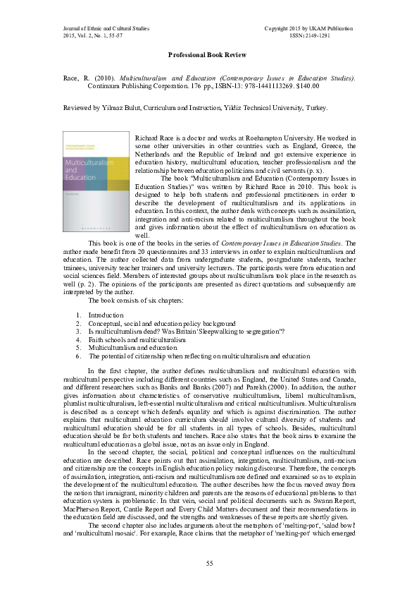 (PDF) Book Review: Multiculturalism and Education (Contemporary Issues ...