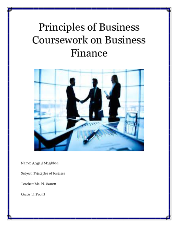 (DOC) Principles of Business Coursework on Business Finance