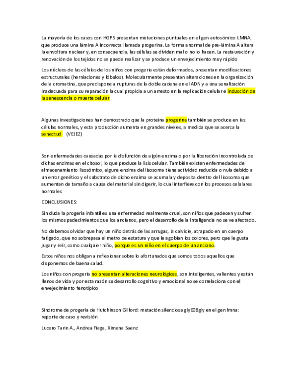 Progeria genetics picture