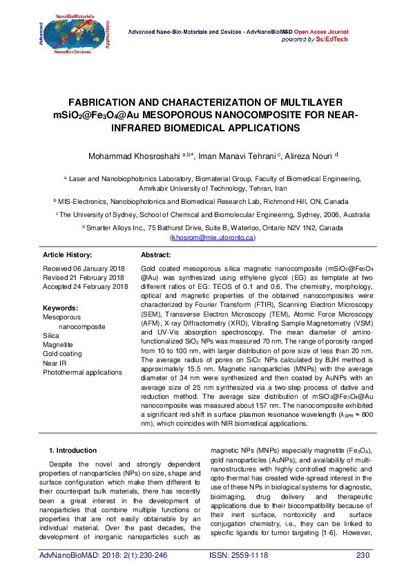 (PDF) FABRICATION AND CHARACTERIZATION OF MULTILAYER mSiO2@Fe3O4@Au ...