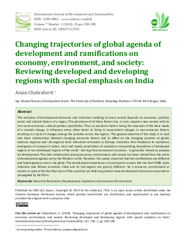 (PDF) Changing trajectories of global agenda of development and ...