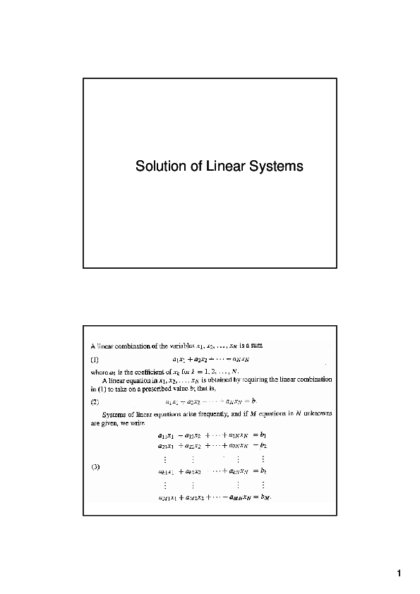 (PDF) Solution of Linear Systems