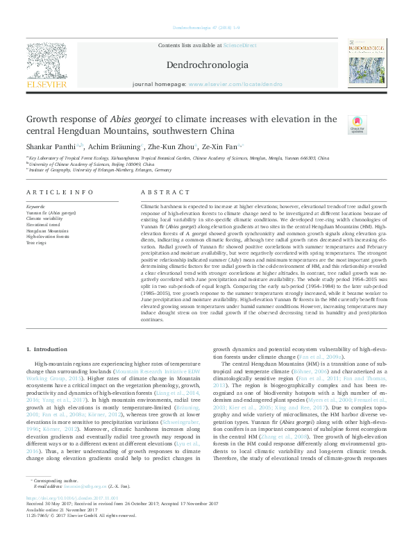 (PDF) Growth response of Abies georgei to climate increases with ...