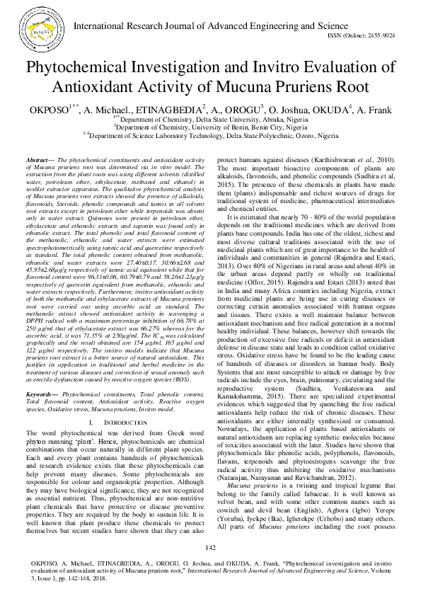 (PDF) Phytochemical Investigation and Invitro Evaluation of Antioxidant ...