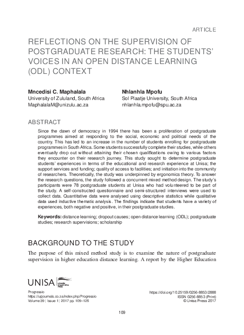 (PDF) Reflections on the supervision of postgraduate research: the ...