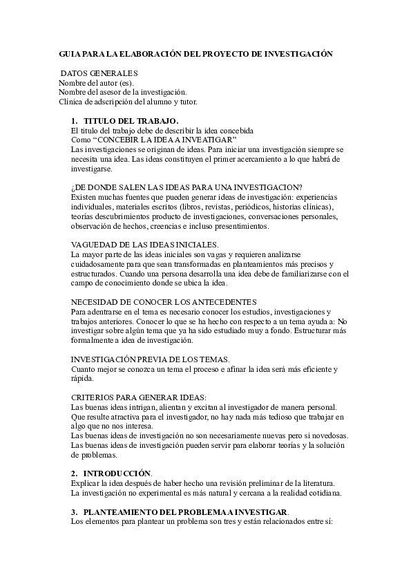 (DOC) GUIA PARA LA ELABORACIÓN DEL PROYECTO DE INVESTIGACIÓN
