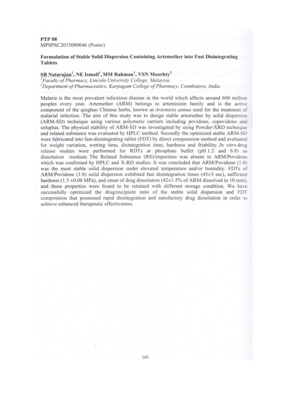 (PDF) 10. Formulation of Stable Solid Dispersion Containing Artemether ...