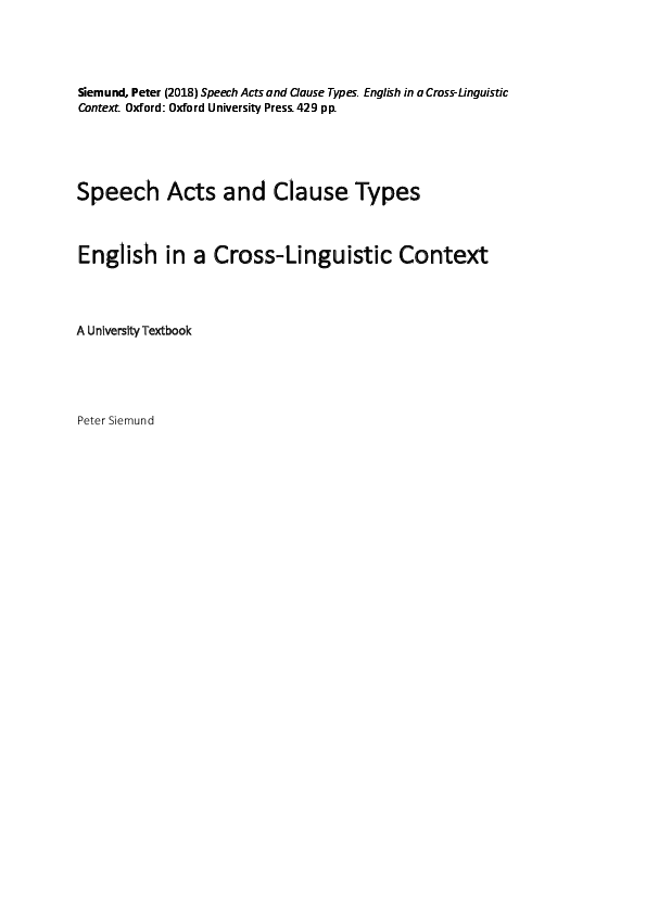 (PDF) Speech Acts and Clause Types. English in a Cross-Linguistic Context.