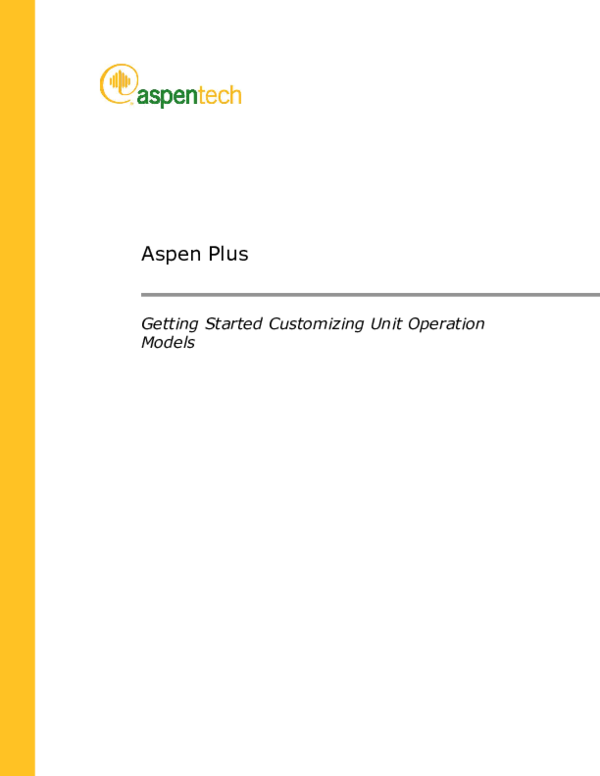 (PDF) Getting Started Customizing Unit Operation Models Aspen Plus