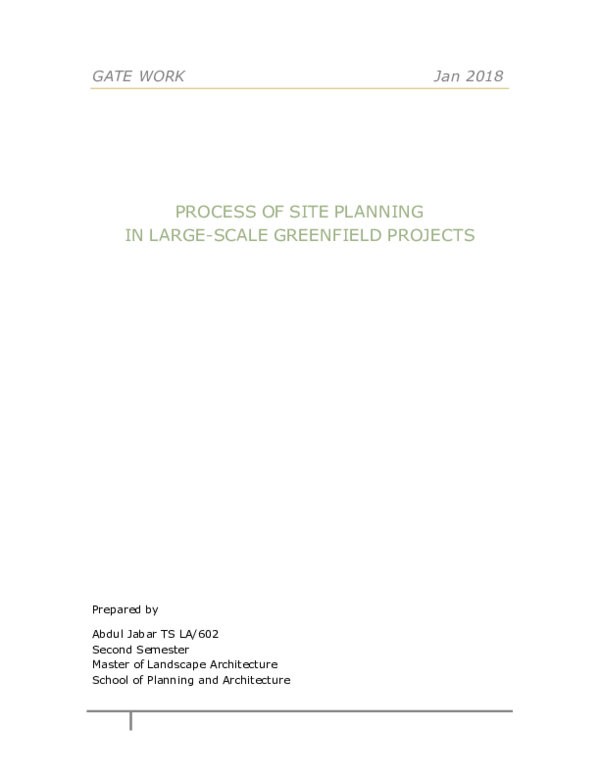(PDF) PROCESS OF SITE PLANNING IN LARGE-SCALE GREENFIELD PROJECTS ...