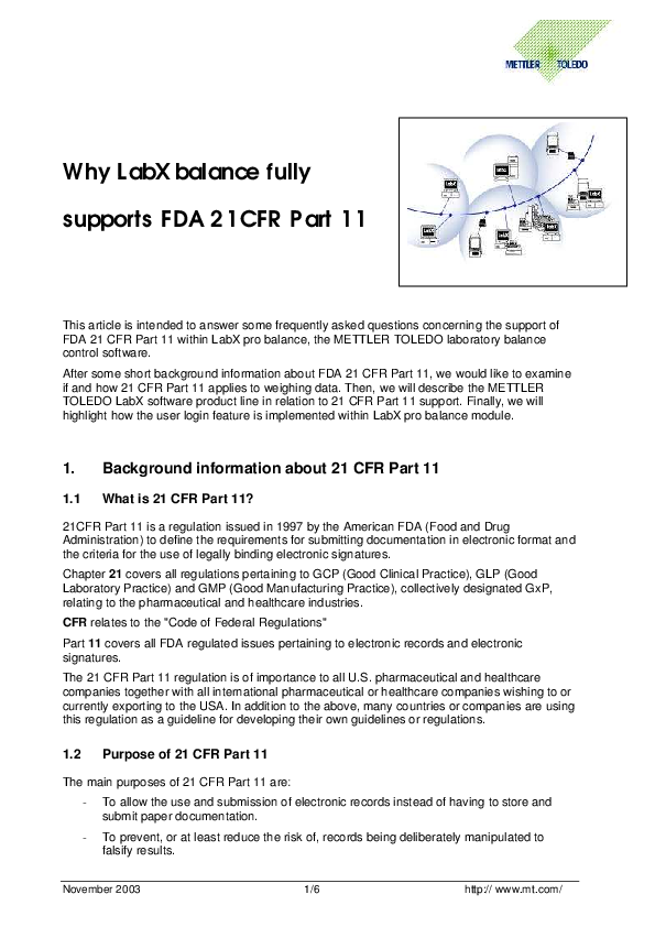(PDF) Why LabX balance fully supports FDA 21CFR Part 11 Denny Simeon