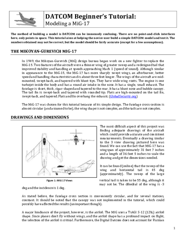 (PDF) Beginner's Tutorial Modeling a MiG17 Khaled Hussien