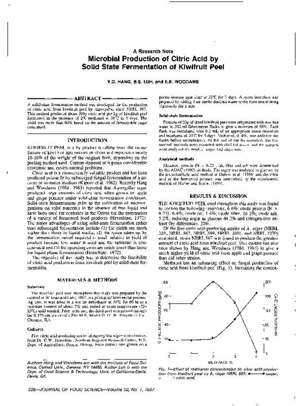 (PDF) Microbial Production of Citric Acid by Solid State Fermentation ...