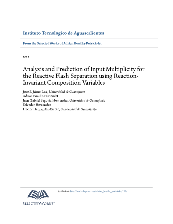 (PDF) Analysis and prediction of input multiplicity for the reactive ...