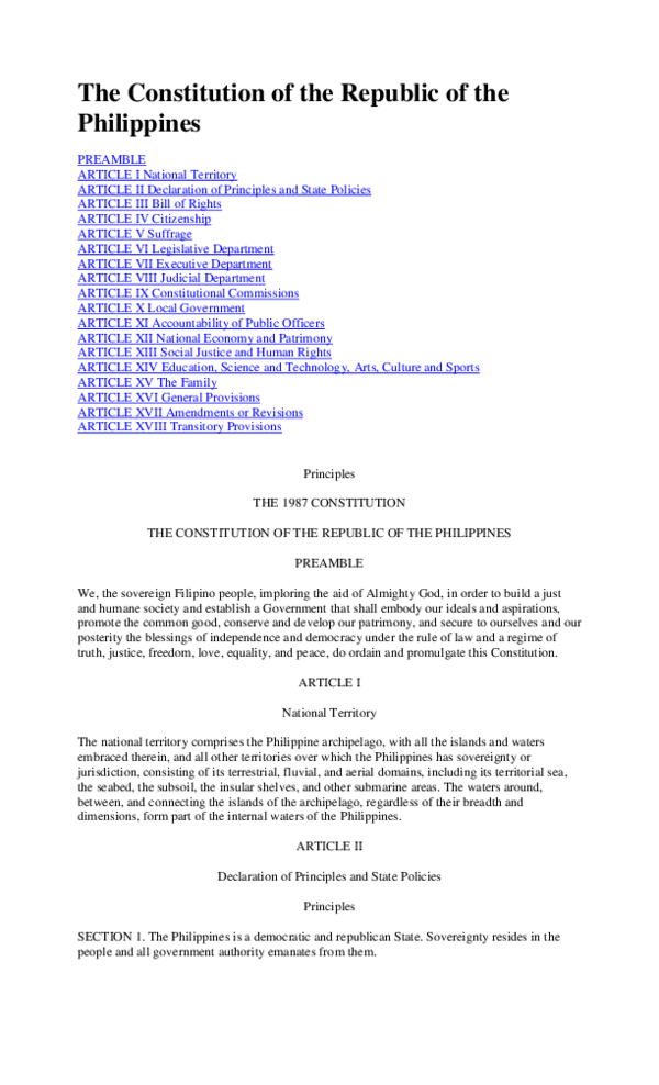 (DOC) The Constitution of the Republic of the Philippines | beverly ...