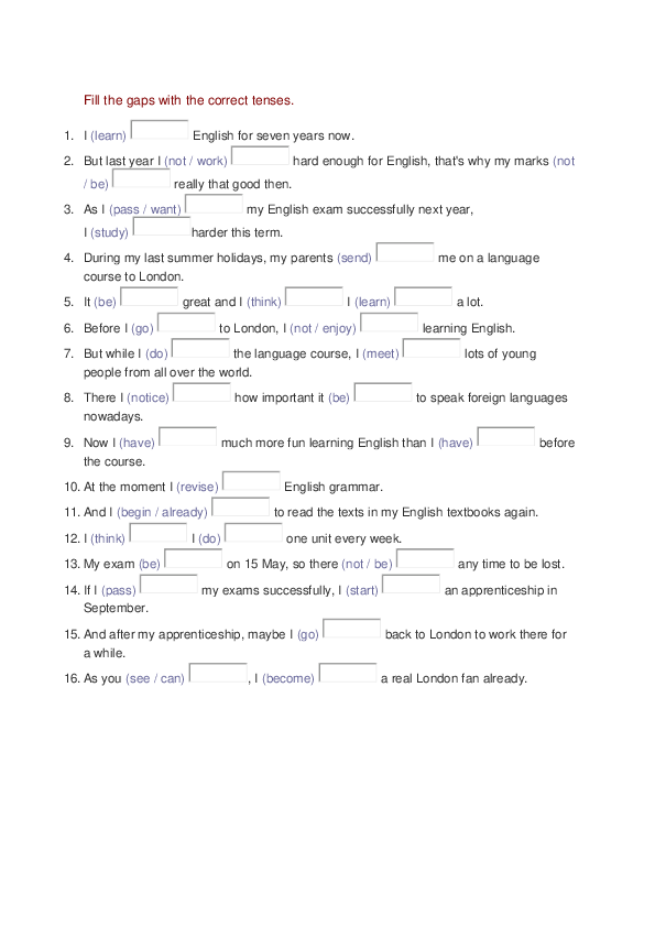(DOC) Fill the gaps with the correct tenses | Hanun iswari manuhara ...