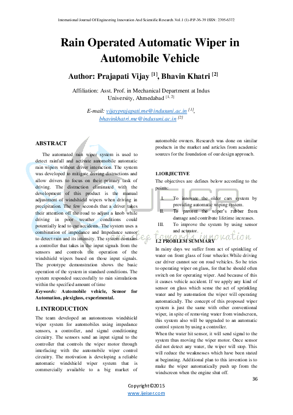 (PDF) Rain Operated Automatic Wiper in Automobile Vehicle Kalai Kuty Academia.edu