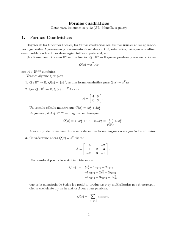 (PDF) Formas cuadráticas