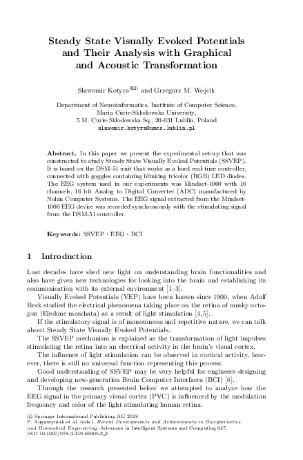 (PDF) Steady State Visually Evoked Potentials and Their Analysis with ...