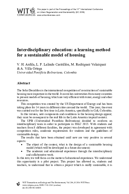 (PDF) Interdisciplinary education: a learning method for a sustainable ...