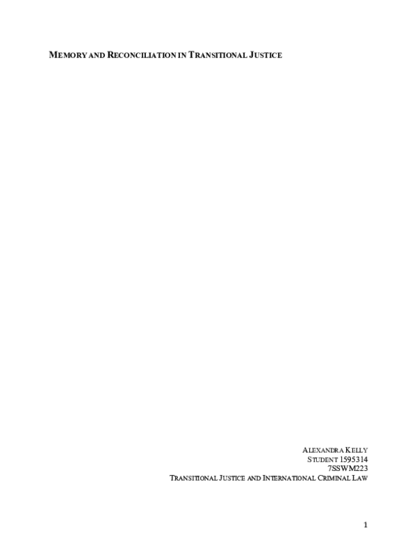 (DOC) Memory and Reconciliation in Transitional Justice