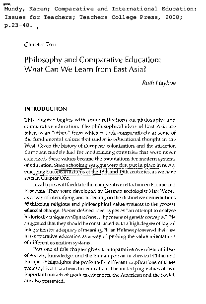 (PDF) Philosophy and Comparative Education: What Can We Learn from East ...