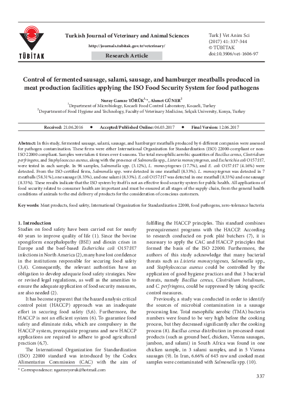  pdf turkish journal of veterinary and animal sciences control of