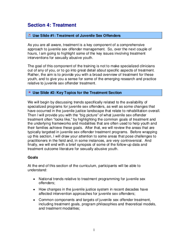(PDF) Section 4 Treatment Use Slide 1 Treatment of Juvenile Sex