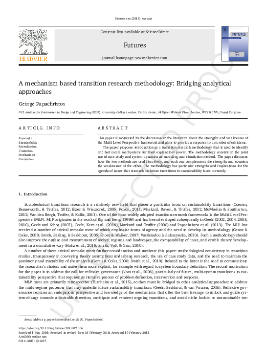 (PDF) A mechanism based transition research methodology: Bridging ...