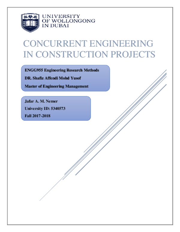 (DOC) Concurrent engineering for construction projects Jafar Nemer Academia.edu