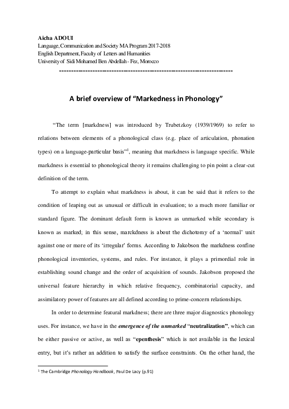Marked and unmarked forms examples picture
