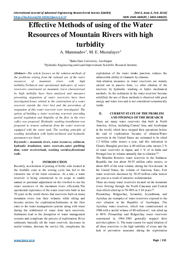 (PDF) Effective Methods of using of the Water Resources of Mountain