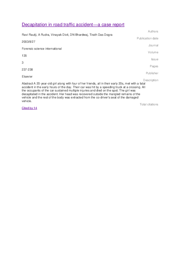 (DOC) Decapitation in road traffic accident—a case report