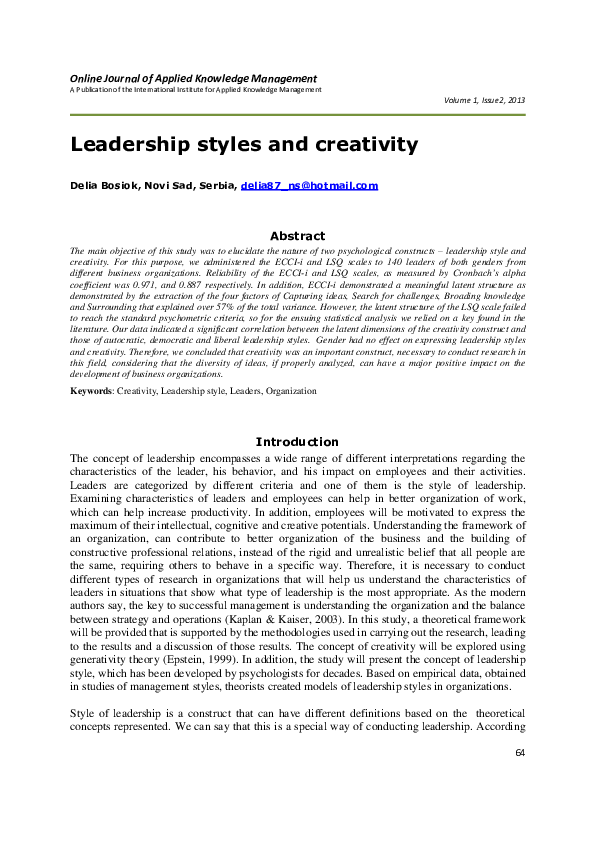 (PDF) Types of Leadership styles Dr. Julio Warner Loiseau, JD, PhD