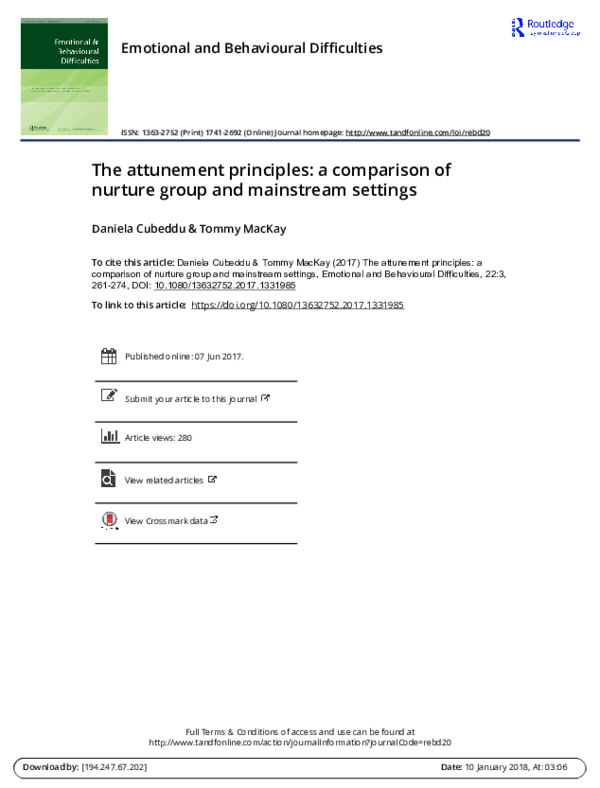 (PDF) The attunement principles a comparison of nurture group and ...