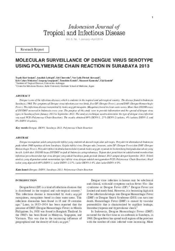 (PDF) Molecular Surveillance of Dengue Virus Serotype using Polymerase ...