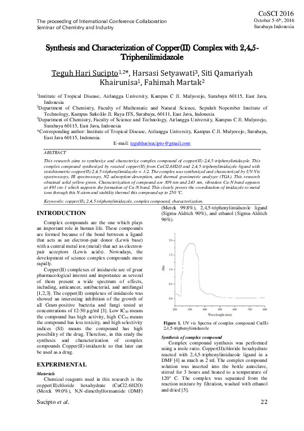 (PDF) Synthesis and Characterization of Copper(II) Complex with 2,4,5 ...