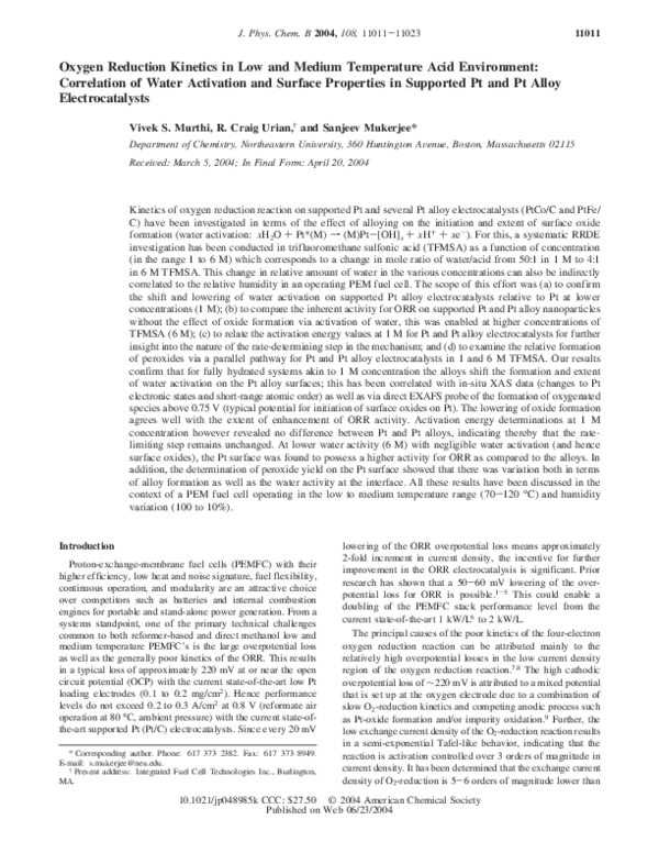 (PDF) Oxygen Reduction Kinetics in Low and Medium Temperature Acid ...