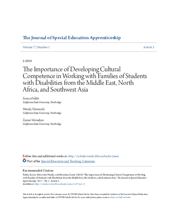 (PDF) The Importance of Developing Cultural Competence in Working with ...
