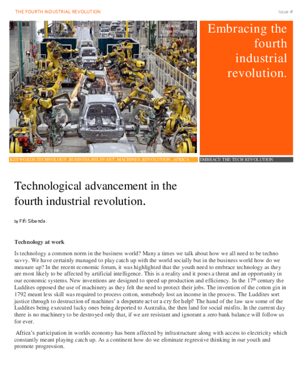 (DOC) Technological advancement in the fourth industrial revolution