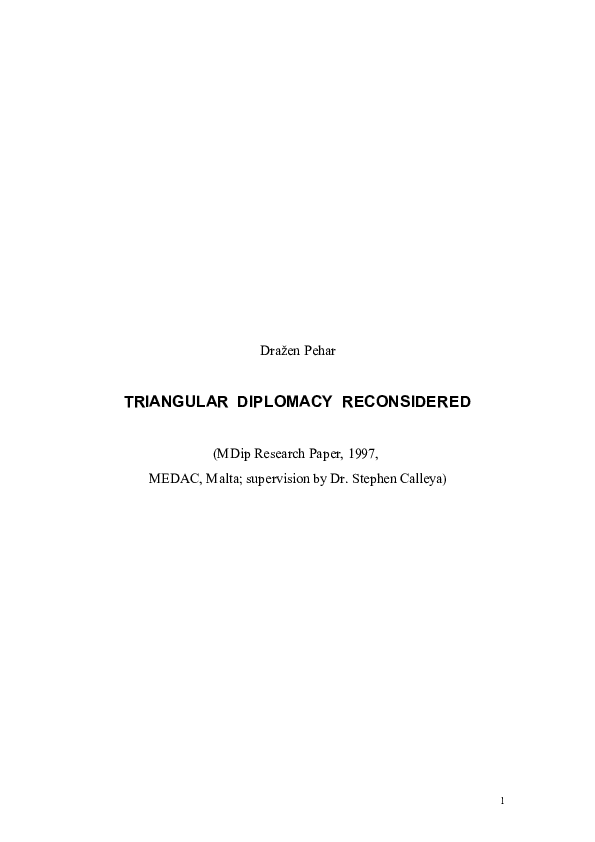 (PDF) TRIANGULAR DIPLOMACY RECONSIDERED 1997 (MEDAC) Drazen Pehar