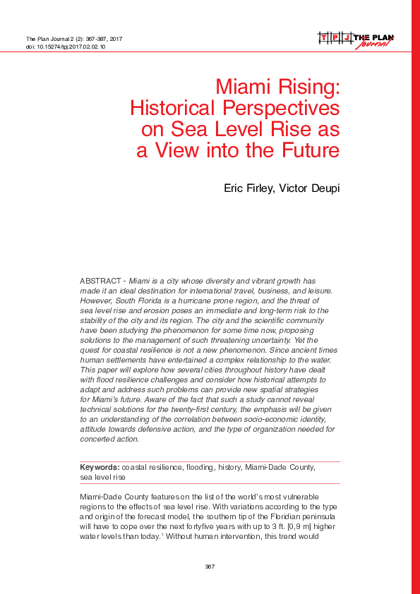 (PDF) Miami Rising: Historical Perspectives on Sea Level Rise as a View ...