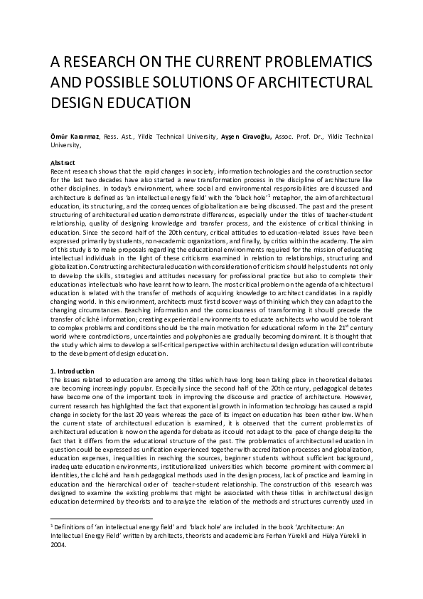 (PDF) A RESEARCH ON THE CURRENT PROBLEMATICS AND POSSIBLE SOLUTIONS OF ...