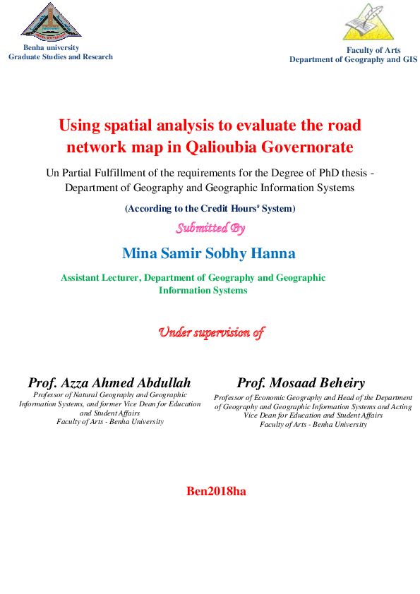 (PDF) Using spatial analysis to evaluate the road network map in ...