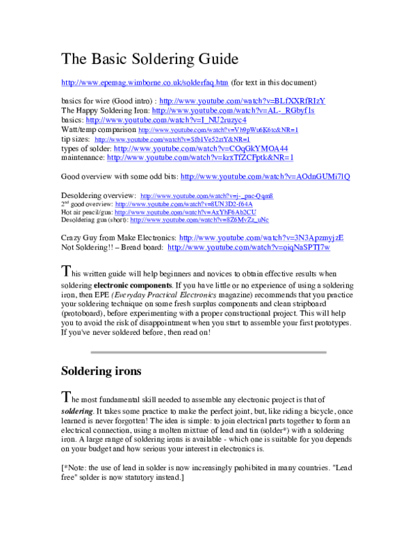 (PDF) The Basic Soldering Guide